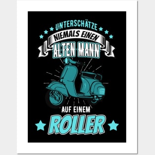 Alter Mann Roller Motorroller Moped Posters and Art